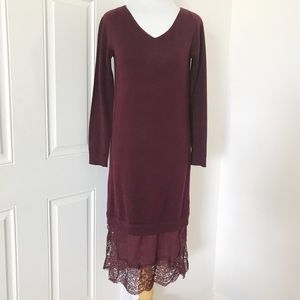 NEW Club Monaco Burgundy Wool Faux Slip Dress